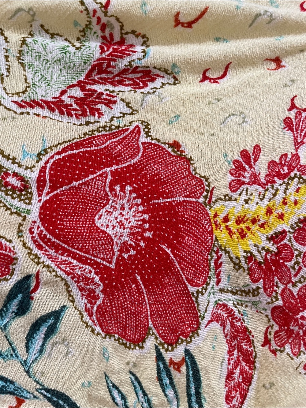 Free People Floral Bandana Scarf Yellow Red Festival European Summer Boho Travel - Picture 2 of 7